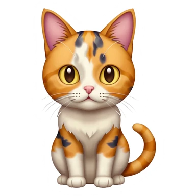 full body colourful calico tabby cat with disproportioned head with an anxious face sticker