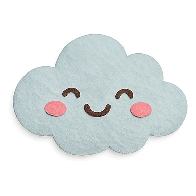 soft pastel fluffy white cloud with happy blushing face, no arms, no legs, full body, soft pastel kawaii paper craft style sticker