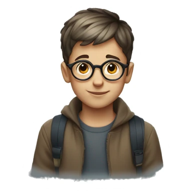 french kid with very short hair and circular litle glasses sticker