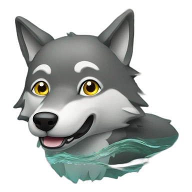cartoon wolf swimming in money sticker