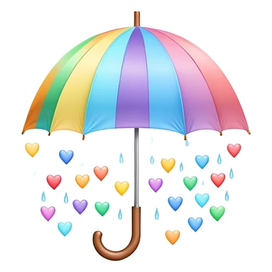 
pastel umbrella and rain in the form of rainbow hearts sticker