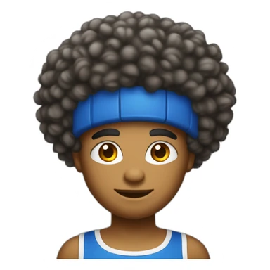 Grand métisse avec une coupe de cheveux Afro jeune en tenu de basket avec floquer numéro 22 sticker