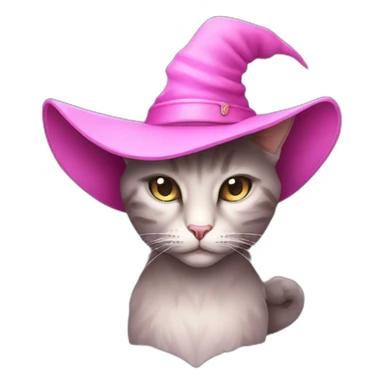 witchcat with pink eyes and light pink hat sticker