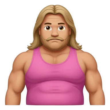 Long hair fat muscle men in pink tank top sticker
