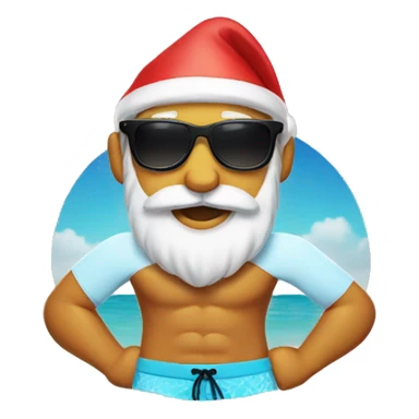 Santa wearing board shorts and sunglasses  sticker