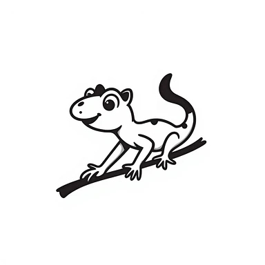 a gecko in side profile, hand drawn doodle style sticker