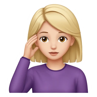 Girl tucking her hair behind her ear with one hand  sticker