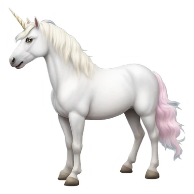 Fullbody realistic four-legged White unicorn with pastel color mane  sticker