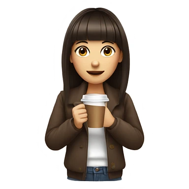 Brunette girl with bangs with a coffee on her hands sticker