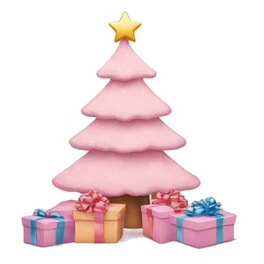 pastel pink christmas tree and some gift boxes sticker