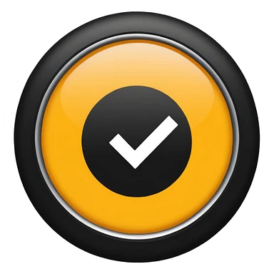 Black circle with a check mark on it sticker