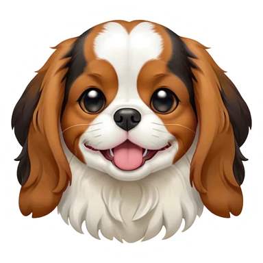 Cinematic Cute Yawning Tri-Colour Cavalier King Charles Spaniel Portrait Emoji, Head tilted slightly with a dramatic, wide-open yawn, soft tri-colour fur with balanced black, white, and tan markings, floppy ears slightly drooping, round brown eyes barely open in drowsy contentment, Simplified yet irresistibly adorable features, highly detailed, glowing with a soft, cozy glow, high shine, relaxed yet expressive, stylized with a touch of whimsy, bright and endearing, soft glowing outline, capturing the essence of a sleepy yet affectionate companion, so drowsy it feels like it could stretch right out of the screen and curl up for a nap! sticker