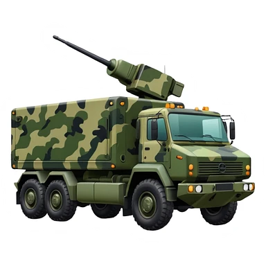 A truck in camouflage green with a realistic electronic warfare system sticker