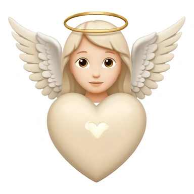 beige heart with white angel wings sticker