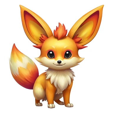 Shiny Vibrant Colorful Iridescent Fennekin-Eevee-creature-hybrid sticker
