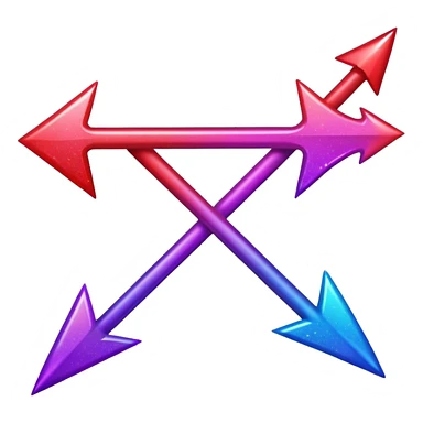 color gradient between red and purple glitter arrow sticker