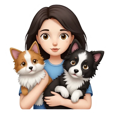 Girl holding a cat and a Border collie dog sticker