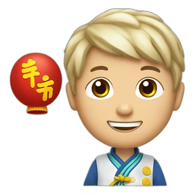 Chinois garçon fesant le signe petit sticker