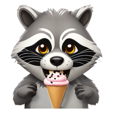 angry raccoon eat ice cream sticker