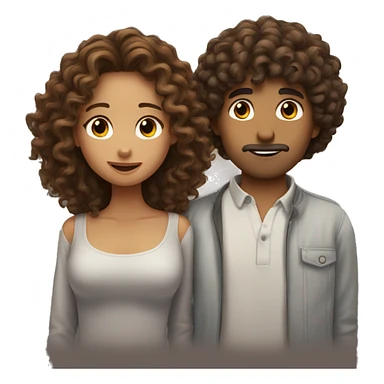 curly hair guy kissing brown hair straight hair girl sticker
