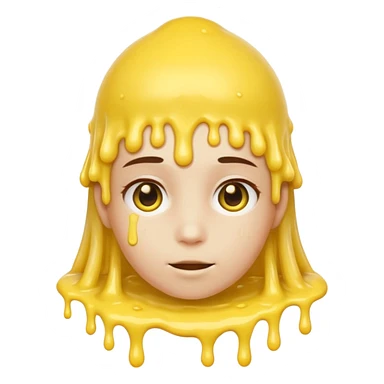 still person, neutral mood, yellow slime on their head, iOS Genmoji style sticker