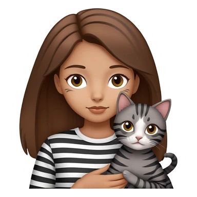 tan brown hair girl holding two black and grey striped cats sticker
