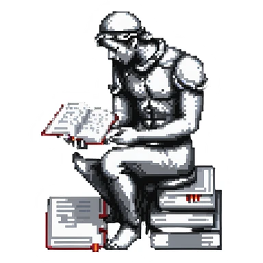 icon representing philosophy, such as a thinker statue or open book sticker