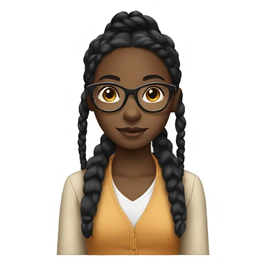 A black girl with clear glasses and black braids sticker