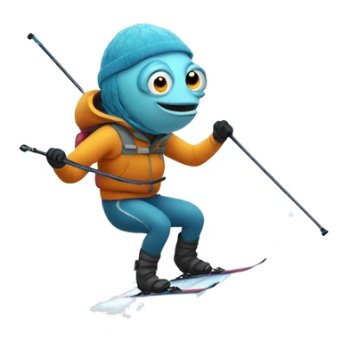 Fish skiing  sticker