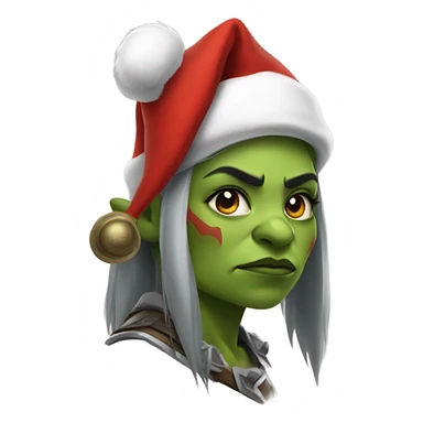 orc female warrior with santa hat sticker