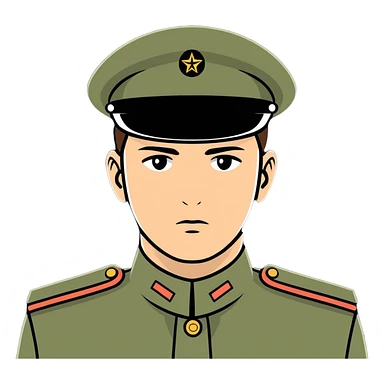 military man with two-thousand-yard stare sticker