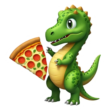 Dinosaur with pizza sticker