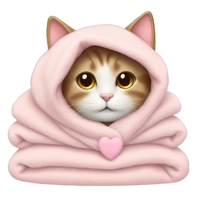 cat with a cozy light pink heart blanket  sticker