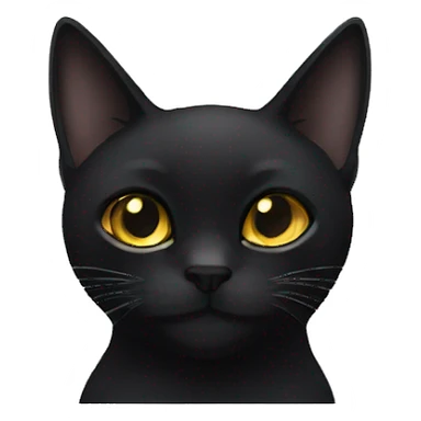 black cat gold eyes medium long hair sticker