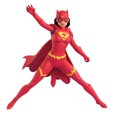 female superhero with red energy powers and red costume sticker