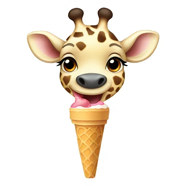 A baby giraffe eating an ice cream  sticker