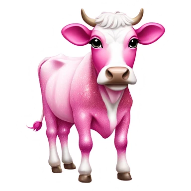 Pink ombre full body cow with glitter  sticker