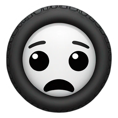 Tire-shaped sad face sticker
