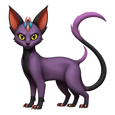 Black edgy Noivern-Noibat-Torracat-Sphynx-Lykoi-Caracal-cat-Fakemon-fusion-hybrid-creature sticker