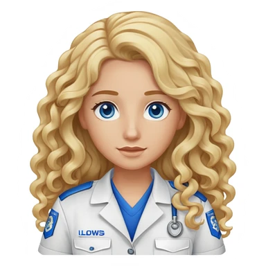 EMS personnel with long curly blonde hair and blue eyes sticker