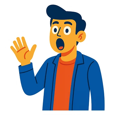 a surprised guy with his mouth open, expressive face, casual style sticker