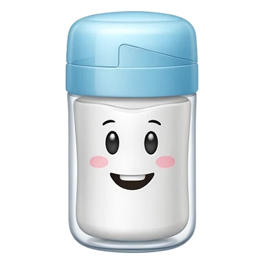 A small plastic container with the phrase  "dental floss" on it sticker