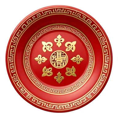 antique chinese red plate  sticker