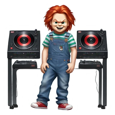Chucky asa dj sticker