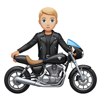 Blue eyed person full black leather on motorcycle sticker