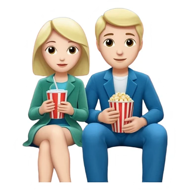 A couple sitting on a sofa inside a movie theater enjoying a film. sticker