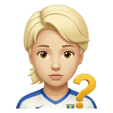 Swedish blonde soccer player with question mark sticker