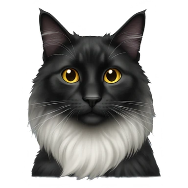 Black domestic longhair cat sticker