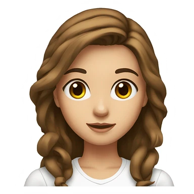 Girl in the radio studio with brown hair and eyes, long hair and white t shirt sticker