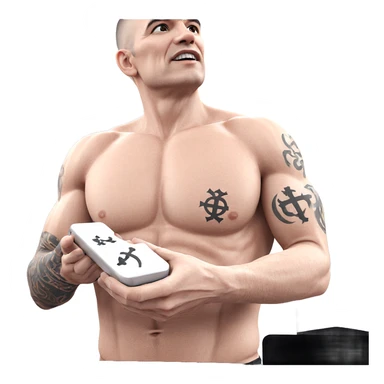 topless male with tattooed cross sticker